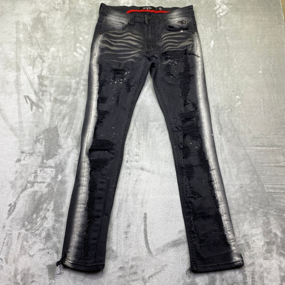 Frost Originals Distressed Black Paint Splatter Jeans Men's 34 Fits 31" Grunge‎